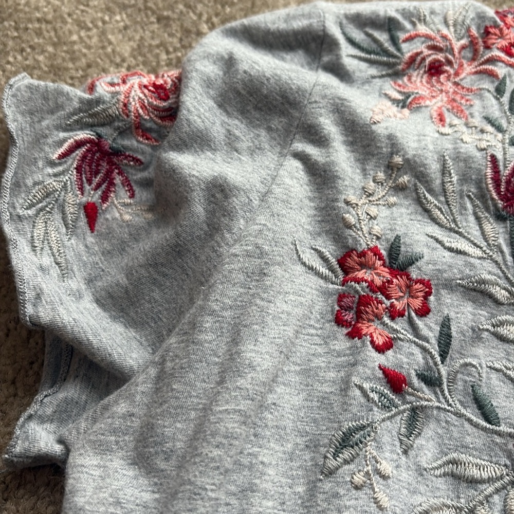 Gray Floral Embroidered Women's Top - Picture 2 of 5